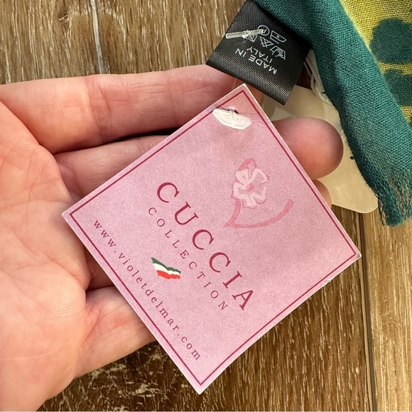 Cuccia Collection by Violet Del Mar Green & Blue Leopard Wool Blend Scarf NWT - Picture 6 of 8